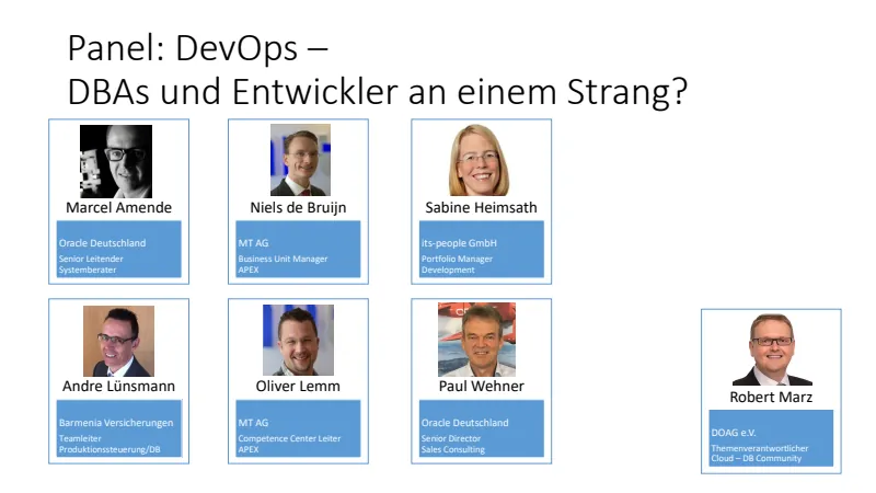 Folien-Vorschau: Panel - DevOps - DBAs und Entwickler an einem Strang