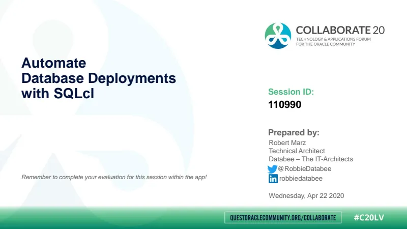 Slides preview: Automate Database Deployments with SQLcl